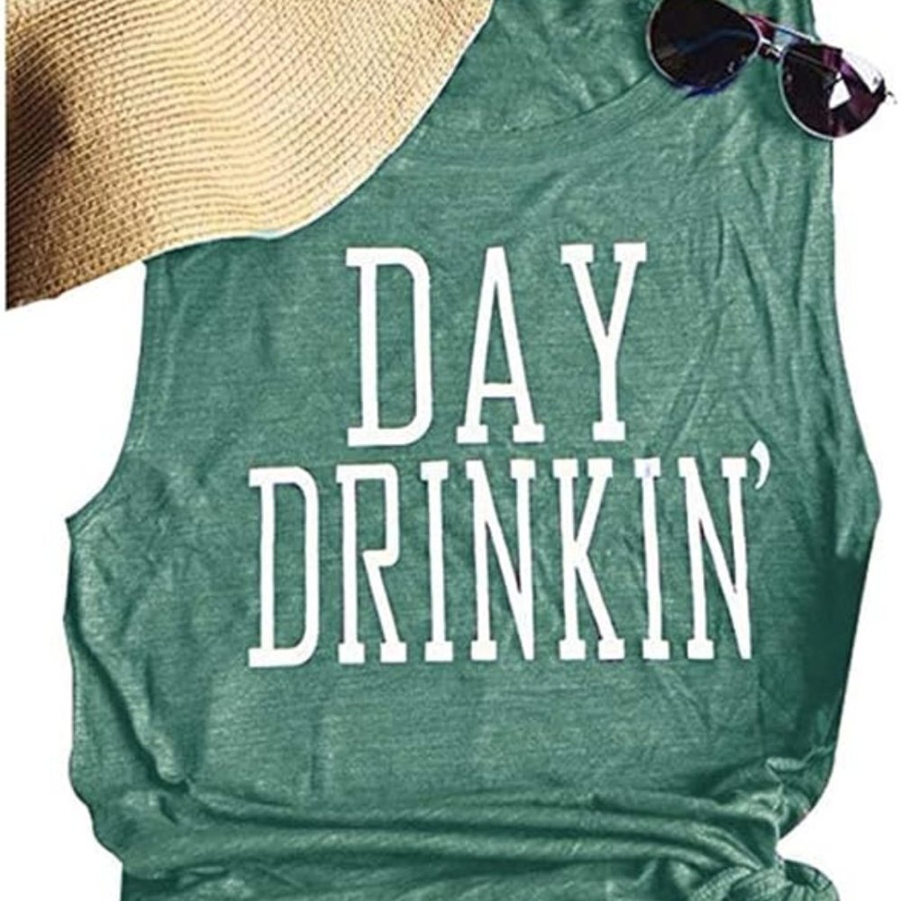Day Drinking Sleeveless Top Tank Swimsuit Cover Up Loose Oversized Summer Boat
